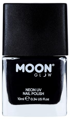Neon UV Nail Polish by Moon Glow - Black - Bright Neon Nail Varnish - Glows under UV - 10ml