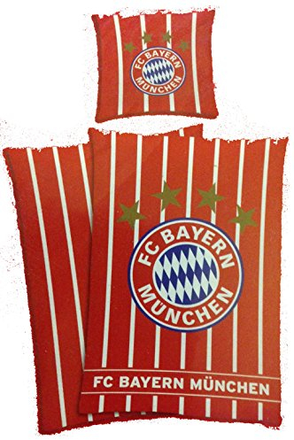 FC Bayern München Bettwäsche Stars and Stripes Wendemotiv Bezug 135x200cm Kissen 80x80cm 2 Kissen 100% Baumwolle