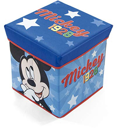 ARDITEX Mickey Mouse Aufbewahrungsbox mit Deckel, Stoffeimer für Kleidung, Bücher, Spielzeug, Bälle und Kindersitz, 30 x 30 x 30 cm
