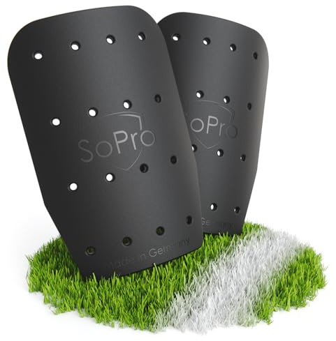 SoPro Fútbol espinillera pequeñas para niños y Adultos - 120x80x5 mm - Ligeras, Antideslizantes e inodoras - Canilleras - Calcetines para espinilleras