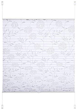 WR-Design Verspanntes Klemmfix-Plissee Ausbrenner in Weiss - Breite 40 bis 120 cm - Länge 130 cm oder 210 cm - der attraktive Sichtschutz (090 x 130 cm)