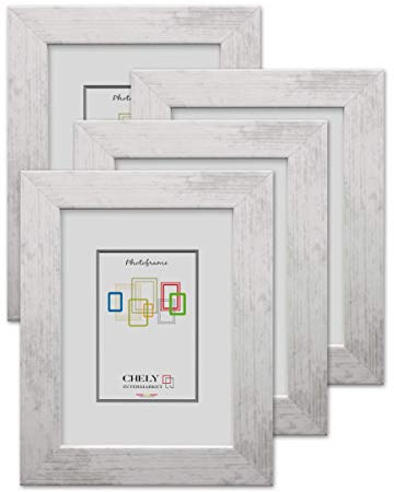 CHELY INTERMARKET | 4F4E | Marco de Fotos 13x18cm (Gris Claro-2005) MOD-274 (Pack 4 unds) Estilo galería | Marco para Decoración de Casa | Fotografías de Boda | moldura con Relieve.(274-13x18*4-0,30)