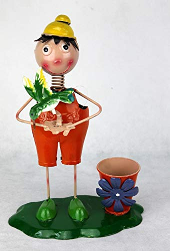 Decohouse - MACETERO Original NIÑO - Soporte Flores Plantas Divertido Jardin Metal - 18X11X24cm - Regalo Original y Barato
