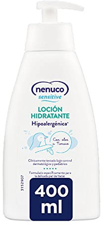 Nenuco Sensitive Loción Hidratante Hipoalergénica para bebé de fácil absorción y con olor A Nenuco, 400 ml