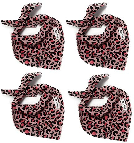 lilopard® Girl's Collection | Leoprint Dreieckstücher für Babys und Kleinkinder | 4 Stück im Set | Pink | 100% Baumwolle | Latz, Lätzchen, Halstuch