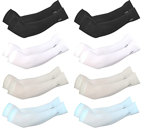DKINY 8 Pairs UV Protection Cooling Arm Sleeves for Men Women, 4 Colors Sun Protection Sleeves to Cover Arms for Summer Outdoor Sports Cycling Driving Golf Hiking Running
