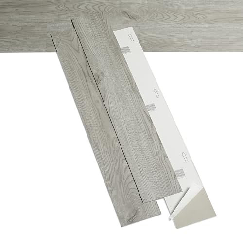 AMBULABO Self Adhesive Floor Planks – 36pcs (5m²) Peel and Stick Flooring, Wood Effect Vinyl Self Adhesive Flooring (Washed Grey)