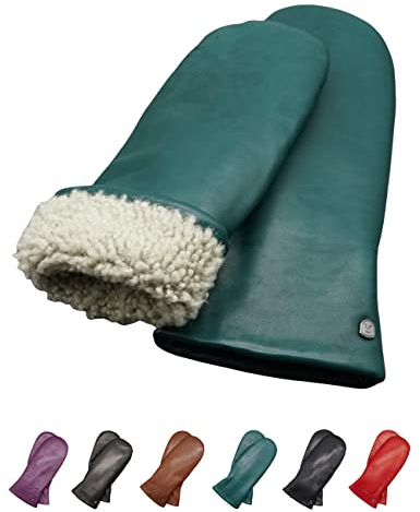 AKAROA ESTD 2019 Lederhandschuhe Damen SUE, Fäustling, italienisches Leder, Futter aus original Neuseeland Lammfell
