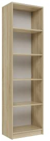 ADGO Schmales Bücherregal Sonoma Eiche mit Trennwänden, 50 x 30 x 181 cm, Bücherregal hoch, offenes Standregal, Regal Schmal Hoch, Büroregal, Ordnerregal, Büromöbel, Wandregal, Bookcase, Regal