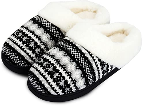 AONEGOLD Pantofole Donna Inverno Calde Comode Peluche Ciabatte da Casa Memory Foam Antiscivolo Pantofole Interno Esterno(Nero,Taglia 42-43)