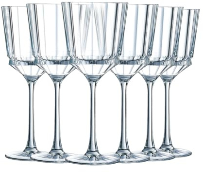 Cristal d'Arques Paris - Collection Macassar - 6 Verres à pied 25 cl - Brillance, Transparence et Haute Résistance - Fabriqués en France - Emballage renforcé, adapté à la vente en ligne