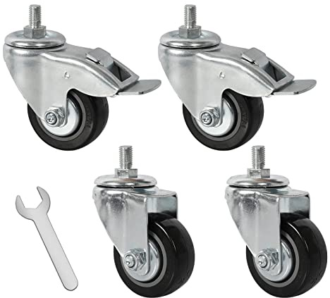 Vankey Caster Wheels Set of 4, 3inch Heavy Duty Metal Swivel Wheel Fits for Kamado Joe Series I Carts Rolling Carts Threaded Stem Mount Industrial Castors Wheel Kit Furniture Workbench Trolley