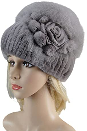 keusyoi Winter Fellmütze Damen Warm Gestrickt Stilvolle Damen Flauschige Fellmütze Fellmützen