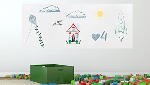 Whiteboard Folie | selbstklebend & magnetisch | Weißwandtafel | Whiteboard | Schreibtafel | Wandfolie | Magnetfolie Farbe: Weiß PVC-frei und 100% Recycelbar (100x60 cm)