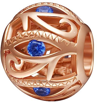 Rose Gold Blue Evil Eye Charms fit Pandora Halloween Bracelet, Openwork 925 Sterling Silver Eye of Horus Symbol of Amulet Beads with CZ, Gifts for Nephew/Uncle/Christmas