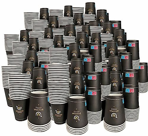 Intertan -1922- 1000 Kaffeebecher To Go Pappe 240ml Design GOLD GOURMET Pappbecher Einweg für Kaffee & Tee - Einwegbecher für Heißgetränke bis 95°C und Kaltgetränke Papp Becher für Unterwegs