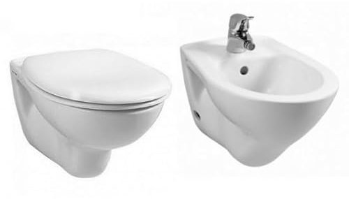 Bagno Italia Water e bidet sospesi in ceramica bianco lucidi design moderno arrotondato
