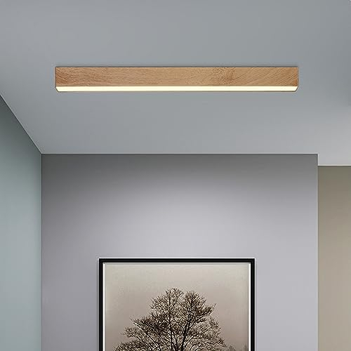 Luminaire de plafond linéaire, plafonniers à LED semi-encastrés, luminaire de conception de grain de bois géométrique minimaliste nordique Applique murale en aluminium pour salle à manger salon cuisin