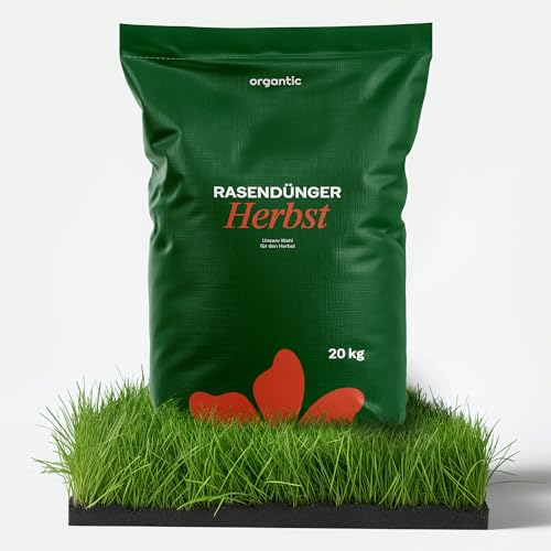 organtic Herbstrasendünger 20kg - Rasendünger mit Kalium für Herbst & Winter - Unterstützt sattgrünen Rasen, Moosverdrängung & starke Rasengräser - Für organische Rasenpflege im Garten