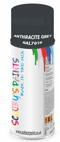 SCOOBYS PAINTS BACK IN THE MIX RAL7016 Anthracite grey 400ML Aerosol Spray Paint RAL Colour Can Gloss Shinny Finish DIY Indoor/Outdoor Wood Plastic Metal Heat Resistant Steel