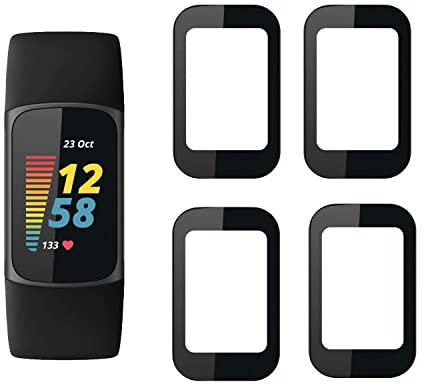 YIFNTANG [4 Pieces] Protective Film for Fitbit Charge 5 Smartwatch, Anti Scratch, Full Coverage (3D Curve), HD Screen Protector Compatible with Fitbit Charge 5