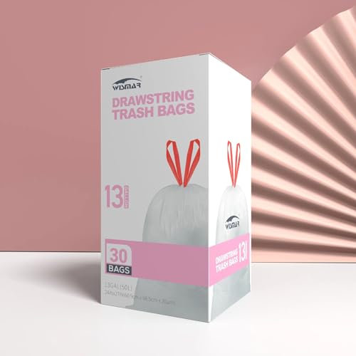 Bolsa de basura con cordón, bolsa de clasificación de basura gruesa para el hogar, 50 L, 1 caja de 30 unidades (5 cajas)