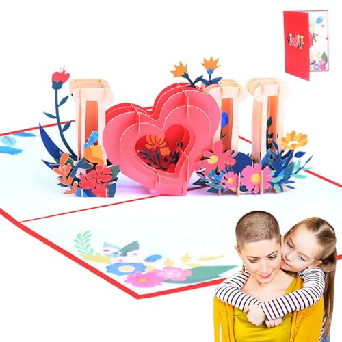 Pop-Up-Karte zum Muttertag, ästhetische 3D-I Love You-Pop-Up-Karte, Valentinstagskarten oder Karte, unvergessliche Andenken, Pop-Up-Grußkarten