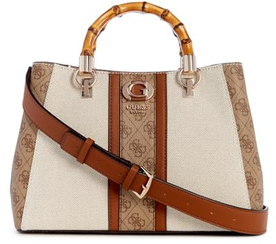 GUESS Kerima Bamboo Girlfriend Satchel Natural/Latte Logo
