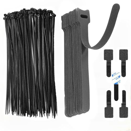 JCUGSBS 85 pezzi Fascette stringicavo in nero, cavo zone, richiudibile, 150 x 12 mm, fascette, per casa, ufficio, giardinaggio,3 stili per molteplici usi