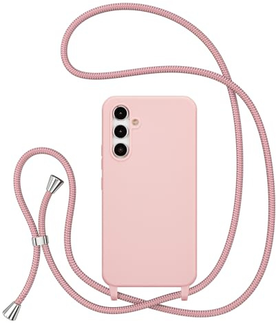 ZTOFERA Crossbody Lanyard Case for Samsung Galaxy A54 5G, Liquid Silicone Protective Phone Case with Adjustable Strap Neck Cord Necklace Girls Women Soft Cover, Pink