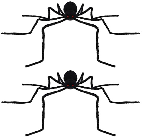 Halloween Deko Animiert Spinne, Halloween Deko Gruselig 125 cm Groß Spinne, Geräuschaktiviert Vibrierende Spinne mit Leuchtende Augen für Halloween Deko Outdoor, Garten Deko, Party Deko (2 PCS)