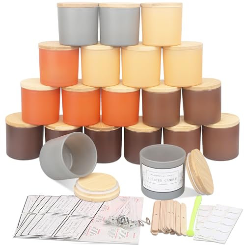 MILIVIXAY Confezione da 20 barattoli per candele autunnali da 113,4 g, con coperchio e kit per la creazione di candele, piccoli barattoli vuoti per candele – contenitori per spezie e polvere.