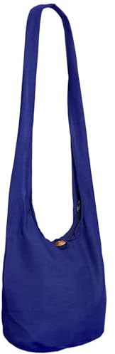 PANASIAM Borsa a tracolla donna & uomo, Modello grande e leggero in cotone, Borsa a spalla con cerniera e tasca interna extra, 2 misure, Accessorio unisex resistente, blu M