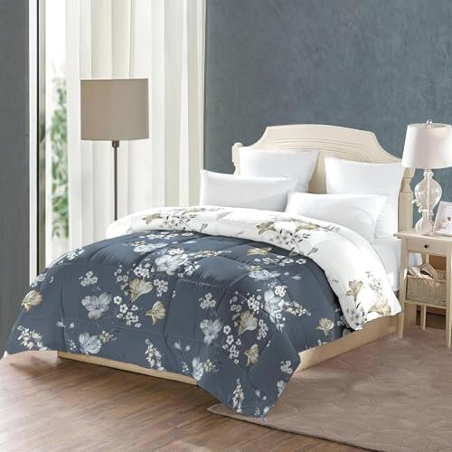 Bettdecke 200x220 Ohne Bezug Nutzbar, Blume Schmetterling Bettdecken Waschbar Ganzjahresdecke Aquarell 4 Jahreszeiten Steppdecke, Bettzeug Microfaser mit 2 Kissenbezug für Sommer Winter Doppelbett