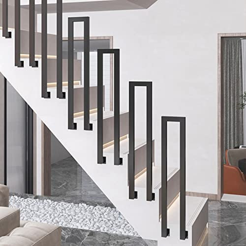 Wall Mounted U Shaped Wrought Iron il for Outdoor Steps Black Metal Hand Railing for Front Porch Loft Villa and Garden (2.8ft/85cm)