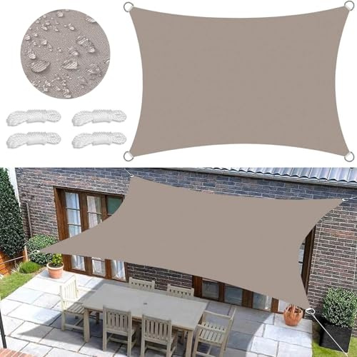 Vela Ombreggiante Impermeabile Tenda da Sole per Esterno Vele Ombreggianti Rettangolare Telo Parasole con Fune e Anello D Protezione UV Tenda a Vela per Giardino Balcone Terrazza 1.7x3.8M
