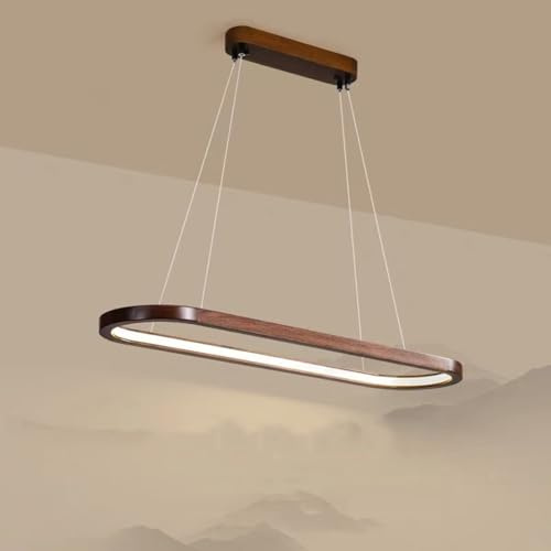 Bellastein Lampe à suspension LED salle à manger bois dimmable avec télécommande table à manger lustre en salle à manger luminaire suspendu Bureau salon cuisine plafonnier (bois-1, 120cm)