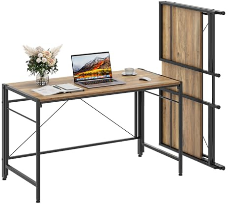 Moziel Scrivania Pieghevole, Grande Scrivania per Casa e Ufficio, Tavolo da Studio Porta PC Stabile e Salvaspazio, 110 x 50 x 74 cm-Rovere