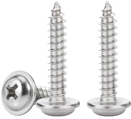 Drenky M5x20mm Flange Self Tapping Screws Small 304 Stainless Steel Screw 50 Pcs Multi-Purpose Phillips Pan Head With Washer for Wood, DIY & Construction Hardware