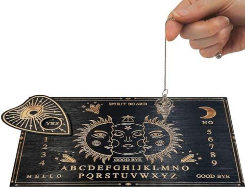 Tablero Espíritu Ouija de madera | Toma de decisiones de mensajes mágicos con Planchette | Número de letra Spirit Board para comunicación psíquica, regalo para niños, niñas, amigos, coleccionistas