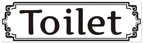 DWUENT Toilet signs for door, toilet sign, toilets stickers, Bathroom Door Sticker Self Adhesive Vinyl Decal, WC Black 30x10cm