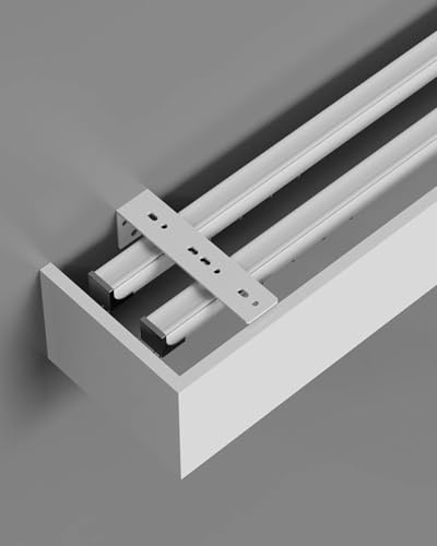 Sistema di binari per tende, doppio binario e mantovana per tende, in lega di alluminio con rulli silenziosi per montaggio a soffitto/parete, ideale per camere da letto
