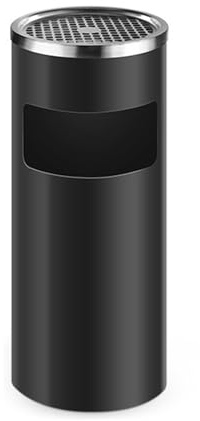 Moderner Standaschenbecher für Draußen Aus Edelstahl, Runder Mülleimer Outdoor, Aschensäule für Zigarettenbehälter für Das Büro in der Hotellobby(Black,25cm/10in)