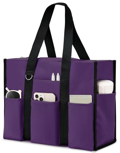 Becokan Grande borsa tote da donna impermeabile con 12 tasche superiori chiusura a cerniera utilità insegnante infermiera borse per lavoro scuola