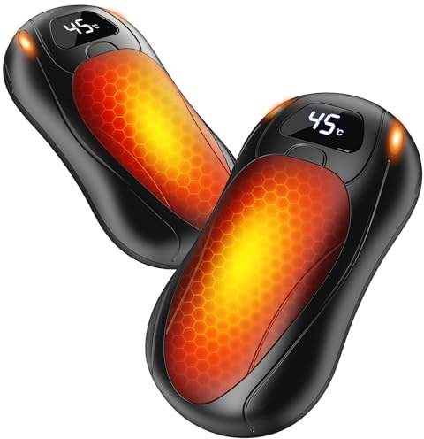 Rechargeable Hand Warmers 2 Pack, LED Display, Slim & Lightweight with Magnetic Design, Adjustable Temp 35-55℃, 6000mAh, Up to 12 Hours - Perfect for Golf, Camping & Holiday Gifting