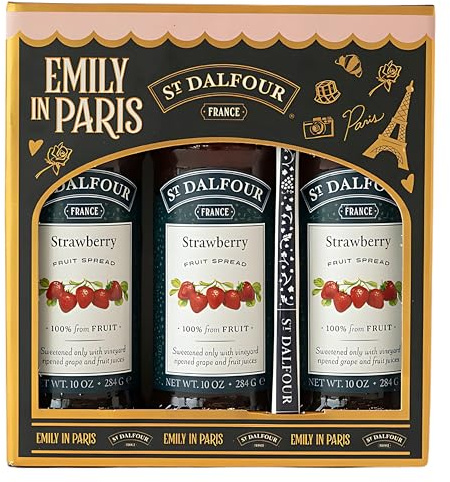 St. Dalfour Pack Regalo de Mermeladas – Edición Emily in Paris – 100% fruta, sin azúcar añadido, sin gluten – 3x284g (Fresa)