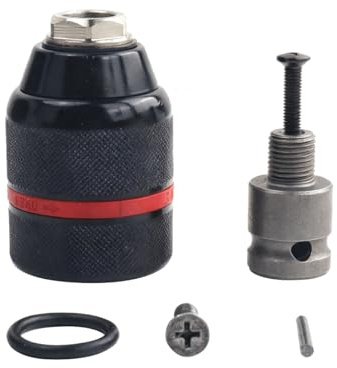 Portabrocas sin llave, instalación de 1/2-20HNF portabrocas autoajustable de 1.5-13 mm, adecuado para taladro de mano taladro eléctrico, con adaptador de llave de impacto de 1/2 pulgada + tornillo de