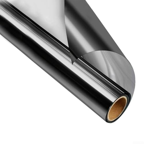 Gdfnmogo Pellicola a specchio unidirezionale per finestre, isolamento termico, 60 x 200 cm, adesivo riflettente per vetro UV, privacy statica, adesivo nero per casa e ufficio (50 cm x 200 cm)