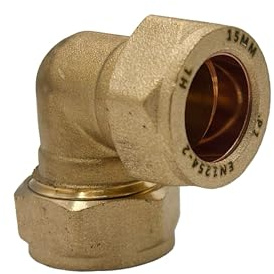 PlumbEZ 22mm Compact Compression Elbow Fittings – Brass 90° Plumbing Bend for Copper & Plastic Pipe | Leak Proof Compression Joints for Water, Gas & Heating Systems (1)
