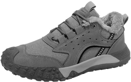 Generisch Hiking Boots Men's Lined Winter Boots Abrasion-Resistant Snow Boots Non-Slip Thick Sole Winter Boots Winter Warm Ankle Boots Men Lace-Up Shoes Comfortable for Running Fitness, gray, 9.5 UK